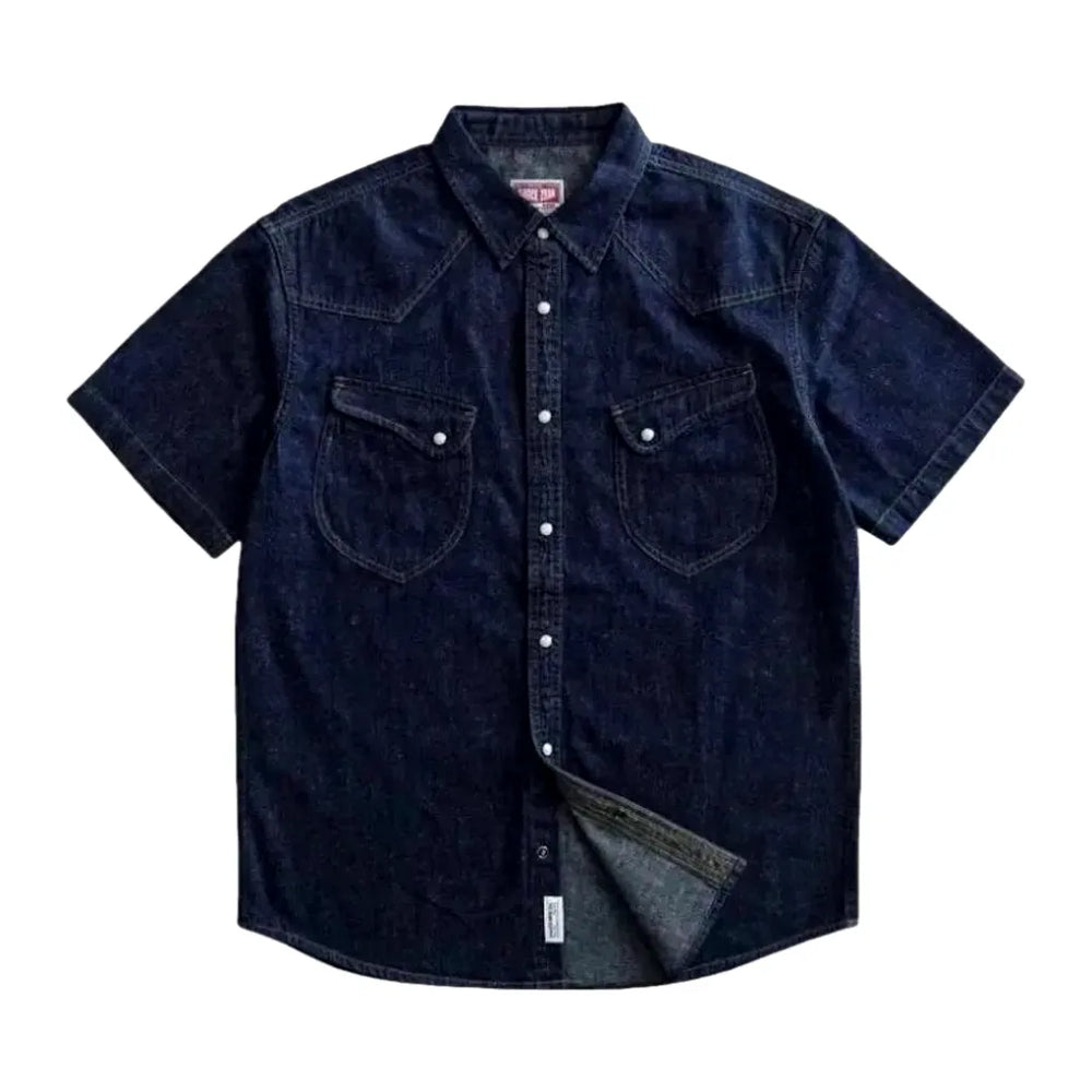 Medium Wash Western Labor Men's Denim Shirt - Blue