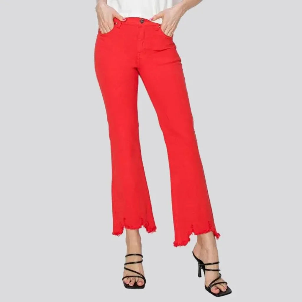 Mid-waist red jeans
 for women