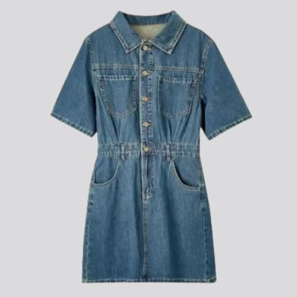 Mini shift denim dress