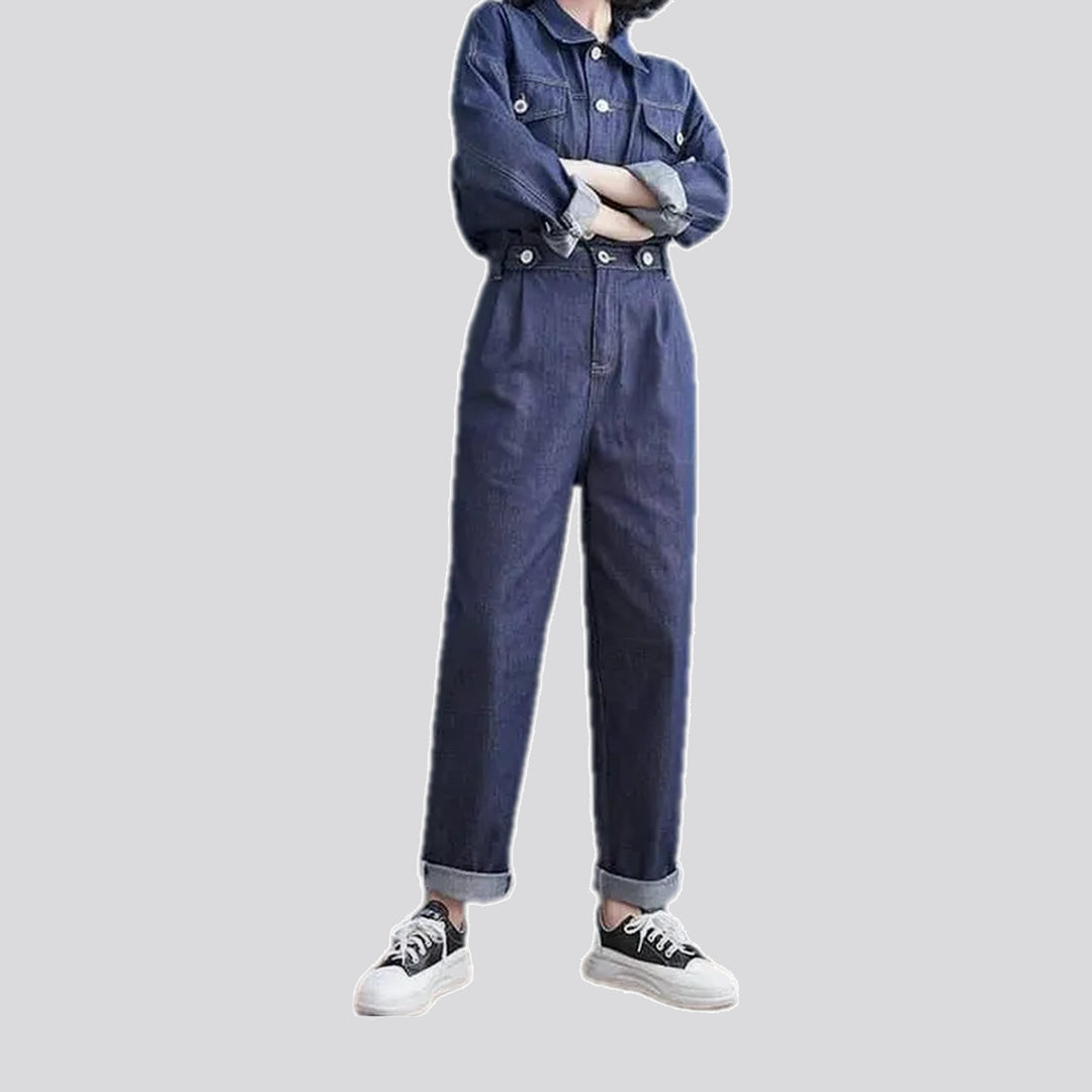 Casual dark labor jeans jumpsuit for women