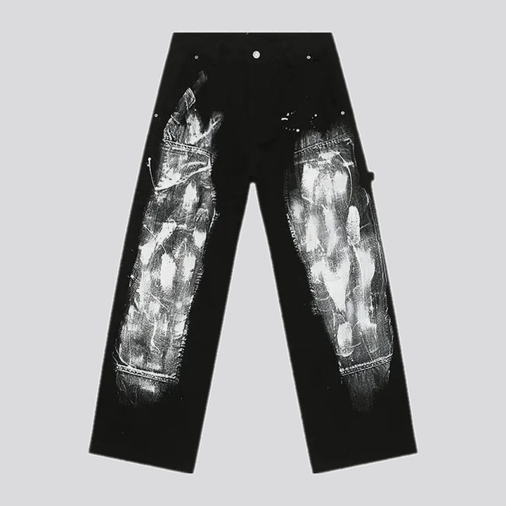 Fashion baggy fit artistic men's jean pants