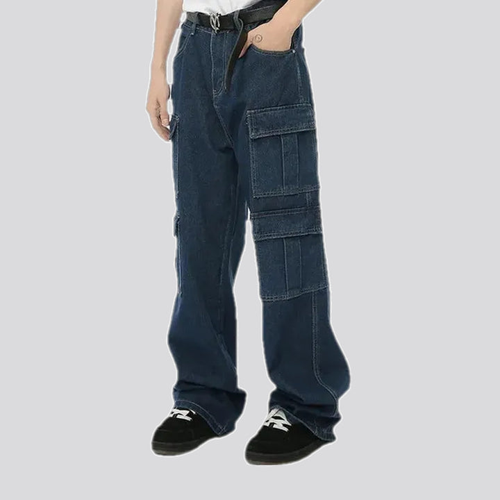 Wide fit dark casual men's jeans