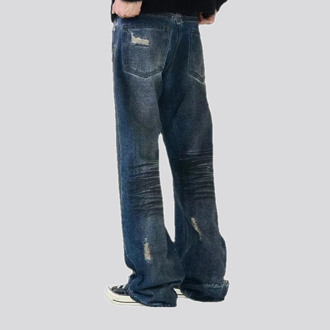 Mid-rise dark men's jeans