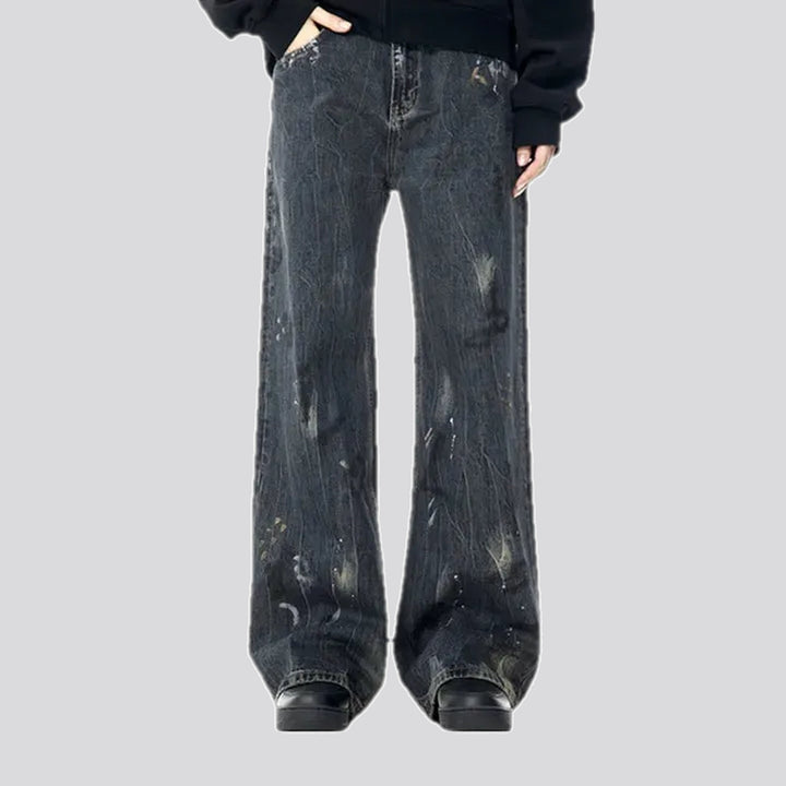 Street style high waist baggy men's jeans