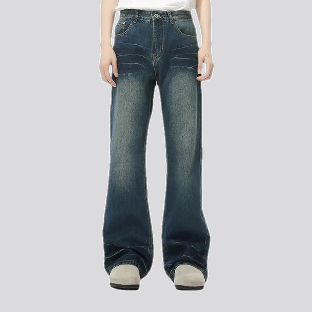 Whiskered fade men's jeans