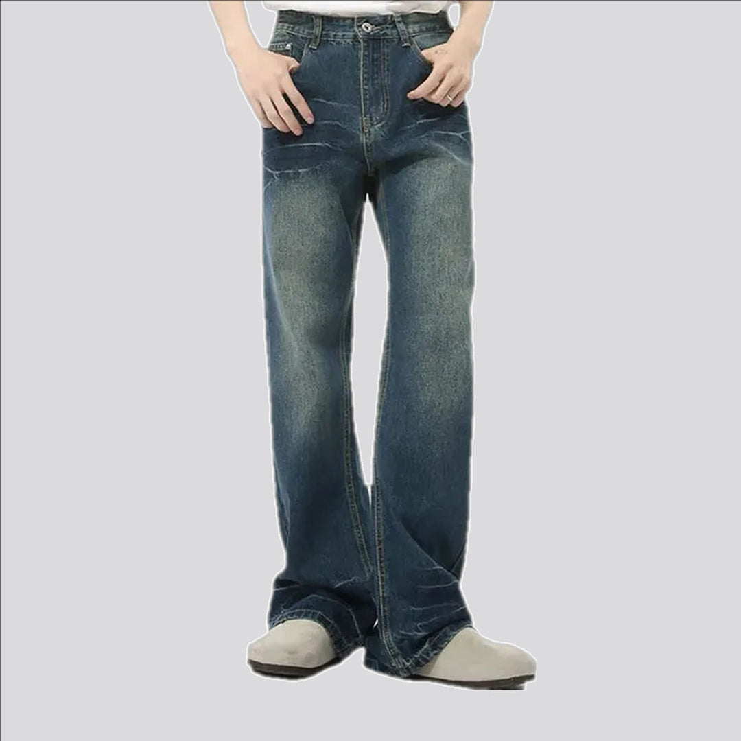 Whiskered fade men's jeans