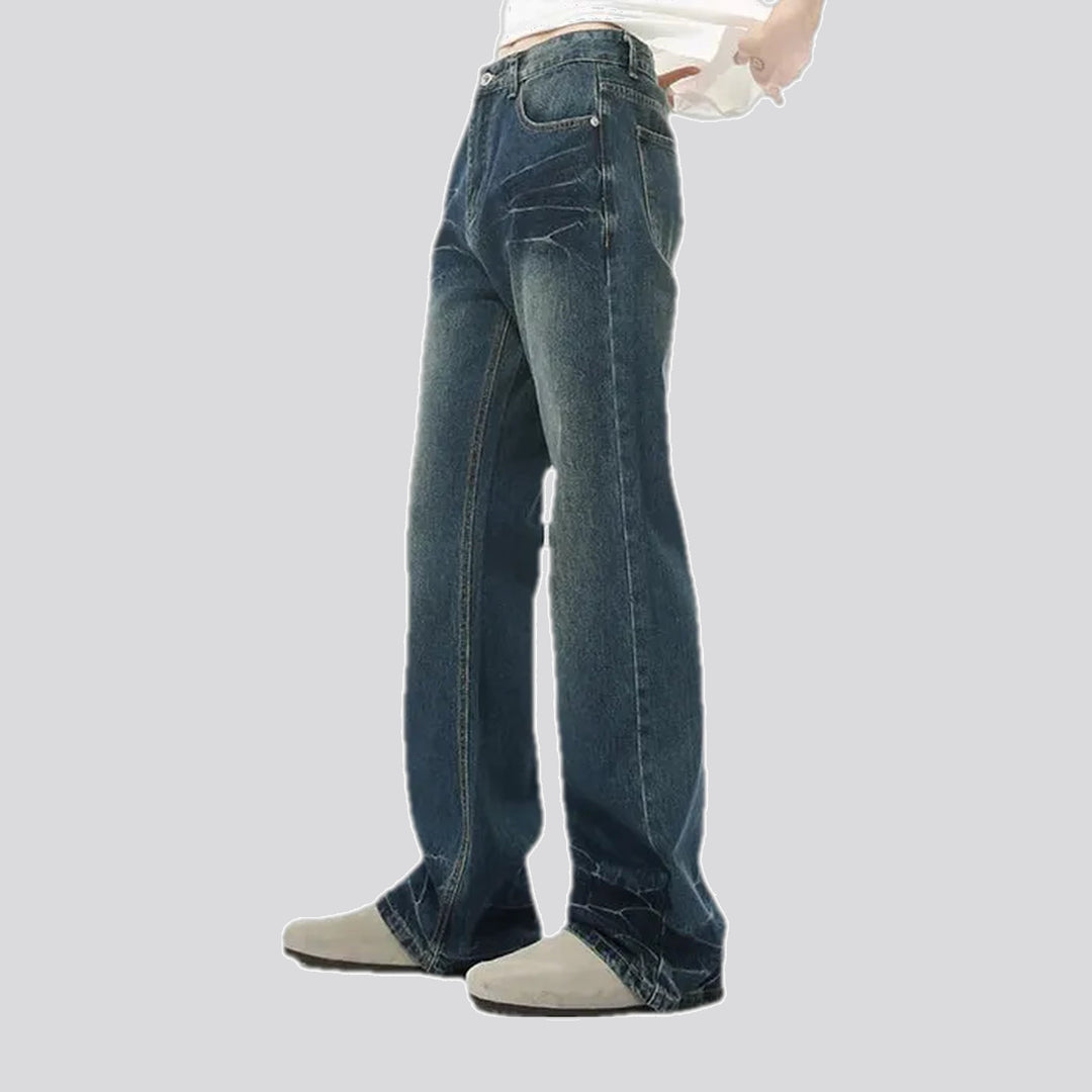 Whiskered fade men's jeans