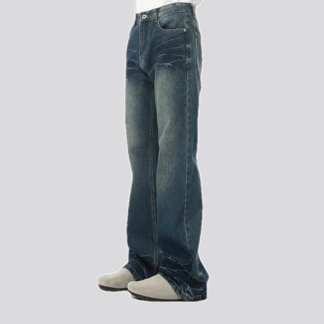 Whiskered fade men's jeans