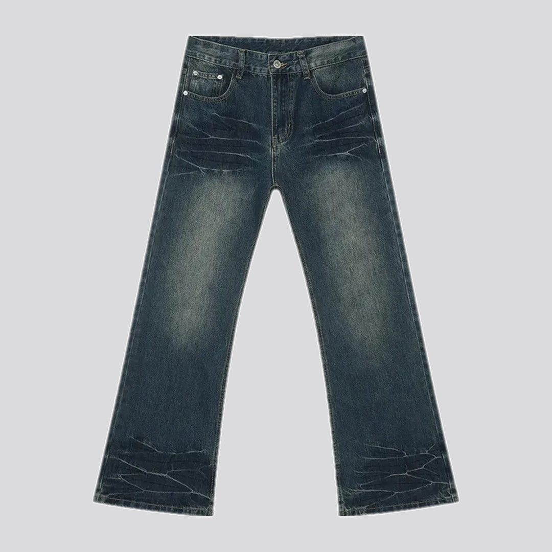 Whiskered fade men's jeans