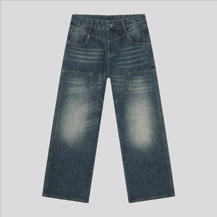 Fashionable baggy carpenter men's jeans