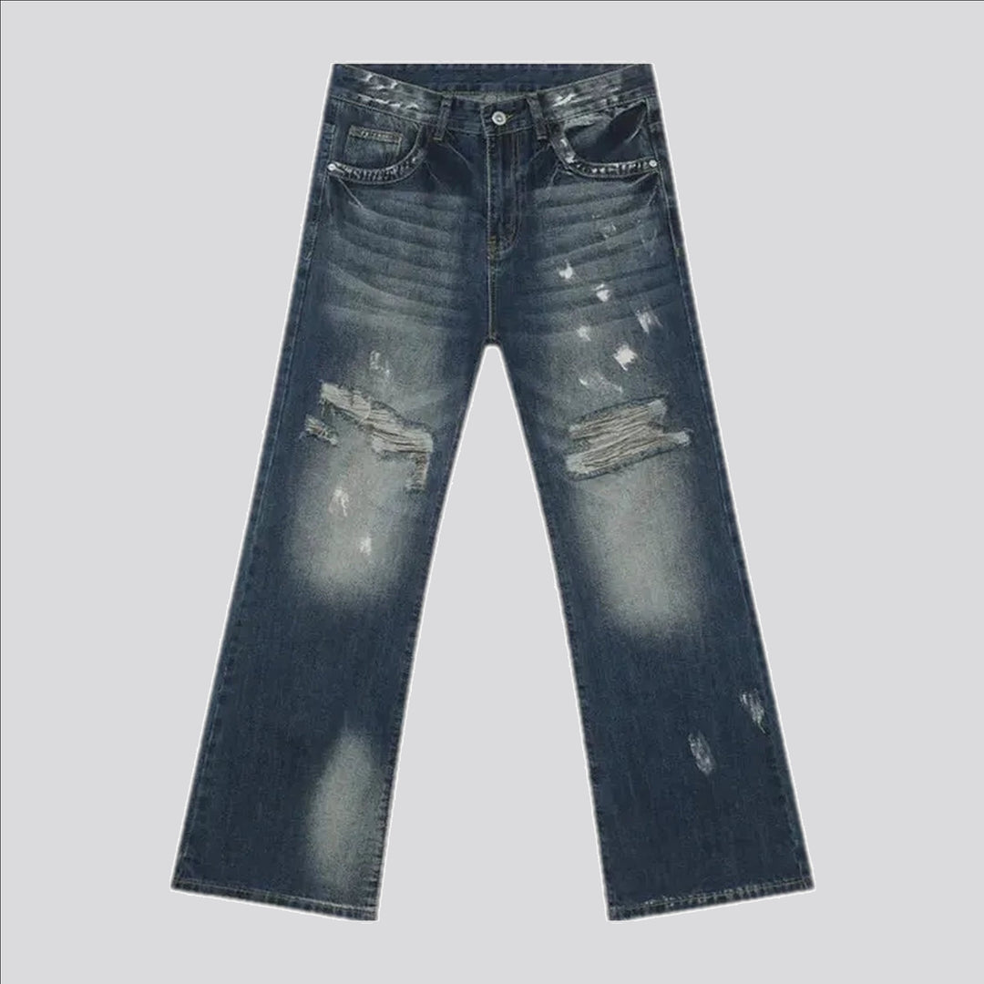 Stonewashed grunge style men's jeans