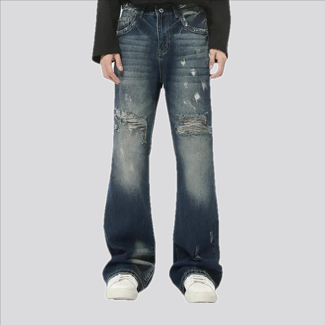 Stonewashed grunge style men's jeans