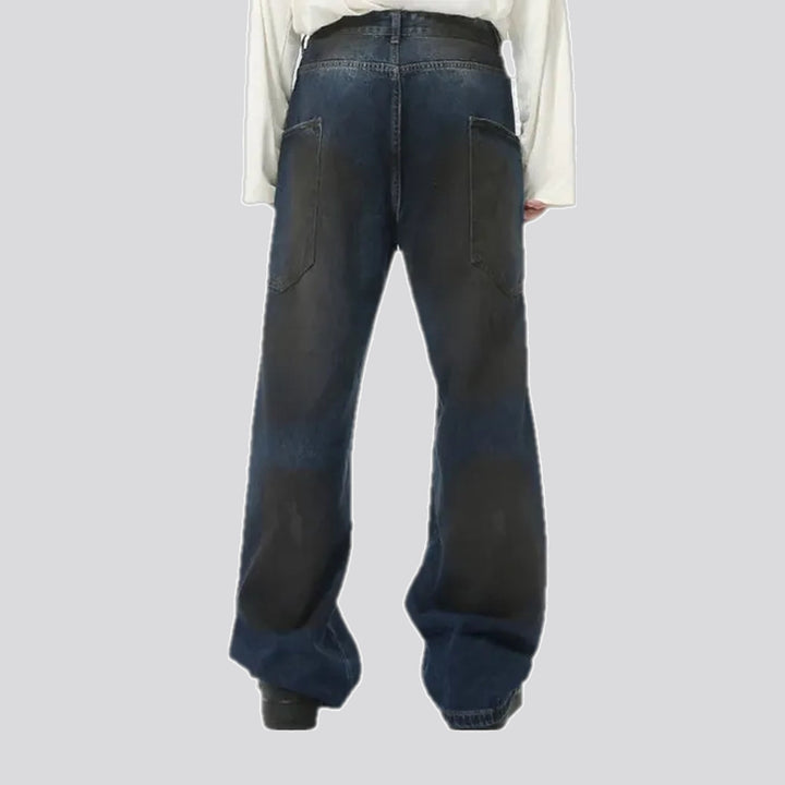 Boho style abraded men's jeans