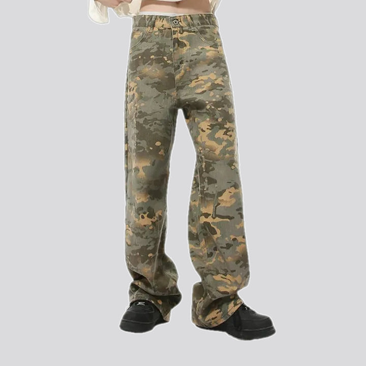 Camo mid waist jeans pants for men