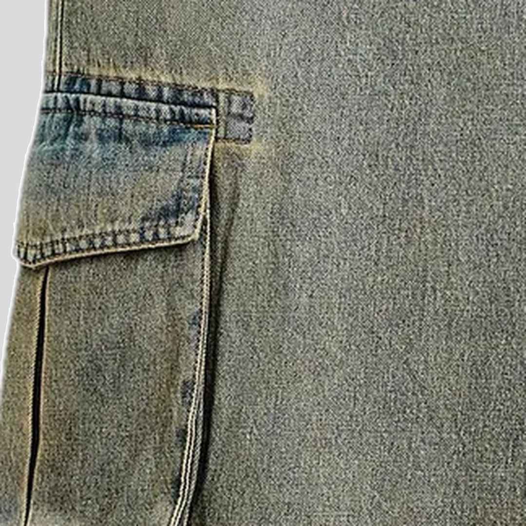 Cargo pockets boho vintage men's jeans