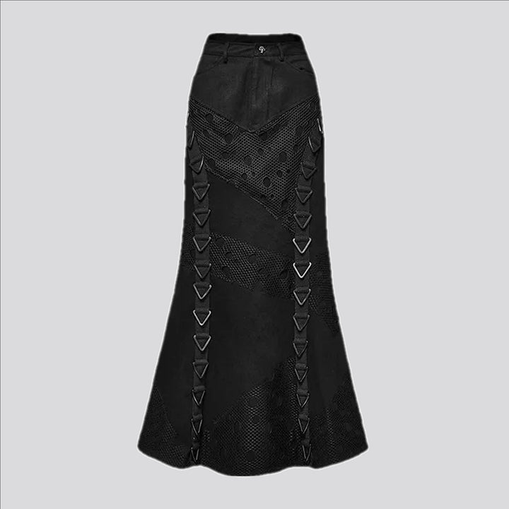 Embellished maxi jean skirt