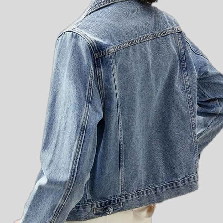 Casual oversized jeans trucker jacket for ladies