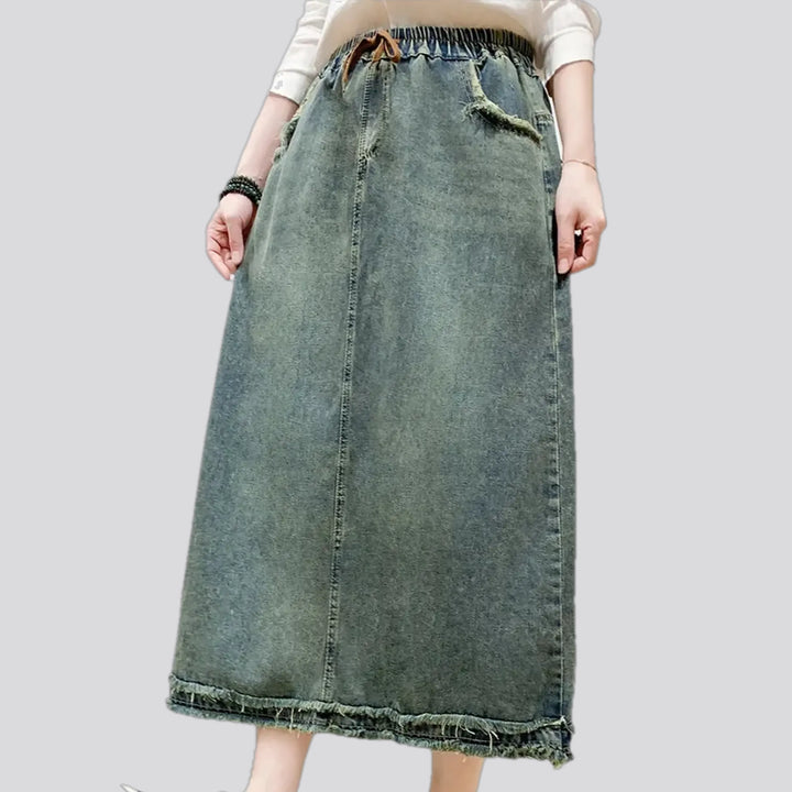 Boho style ragged jeans skirt