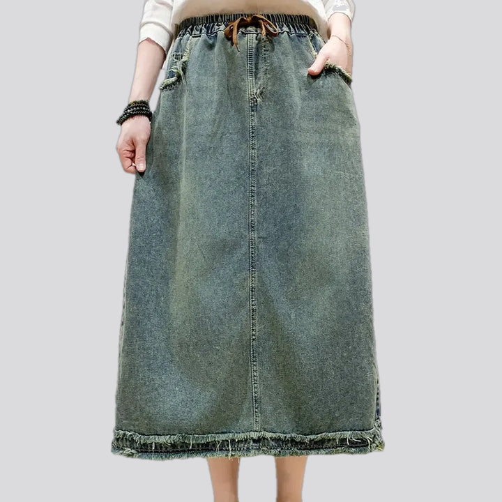 Boho style ragged jeans skirt