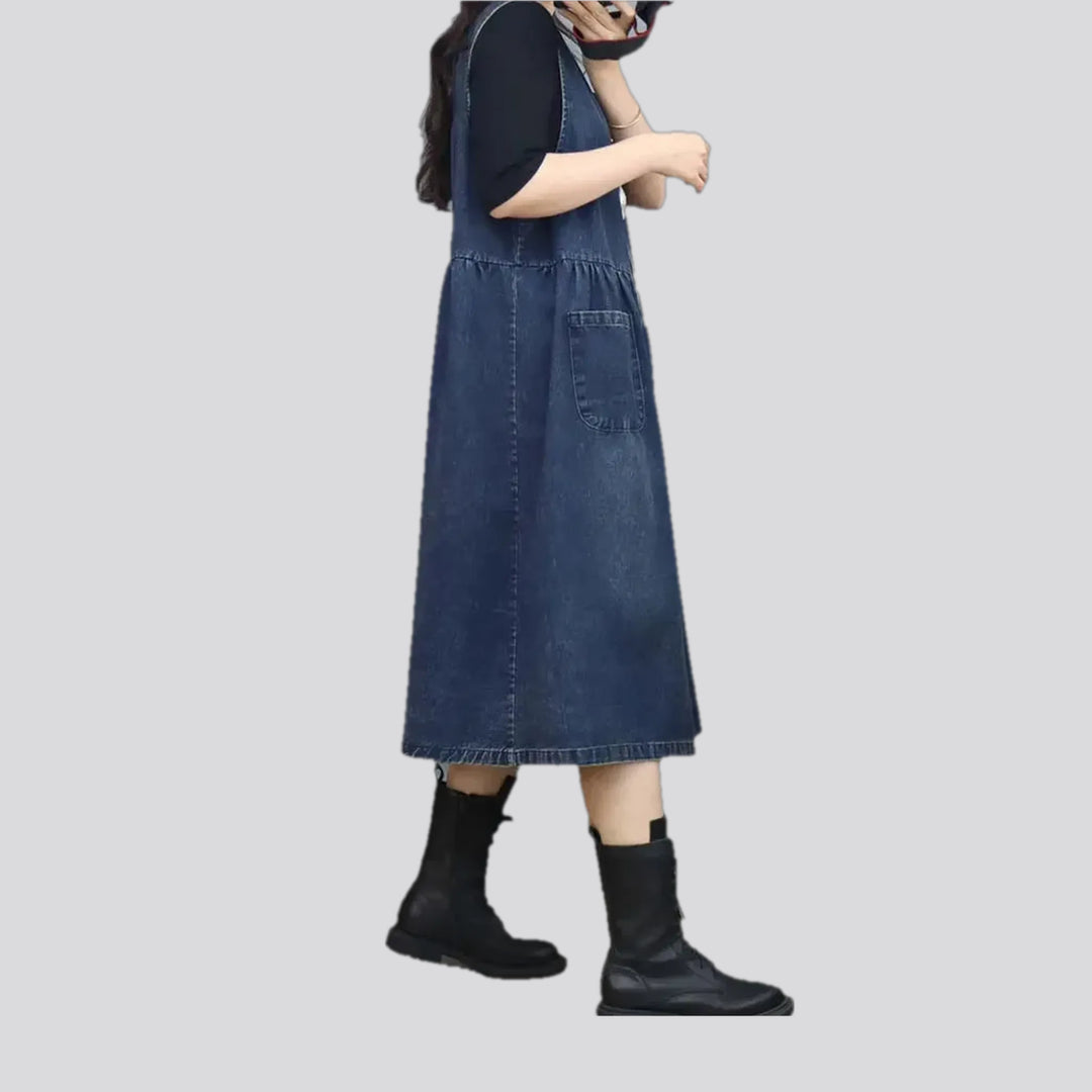 Medium-length flared-fit jean dress