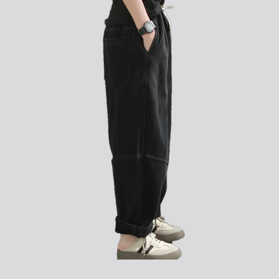 Baggy-fit boho style women's denim joggers