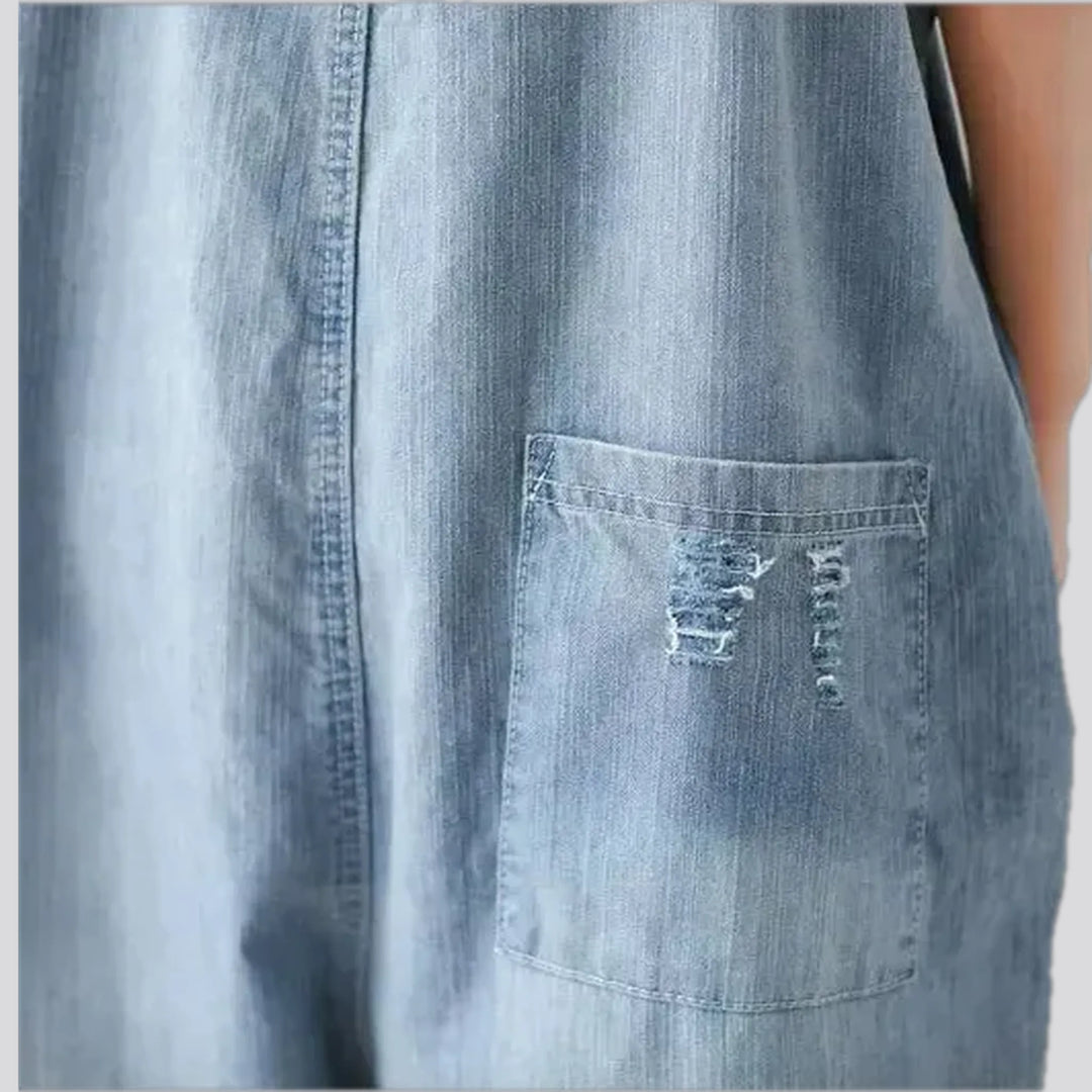 Baggy-leg boho chic women's denim bib