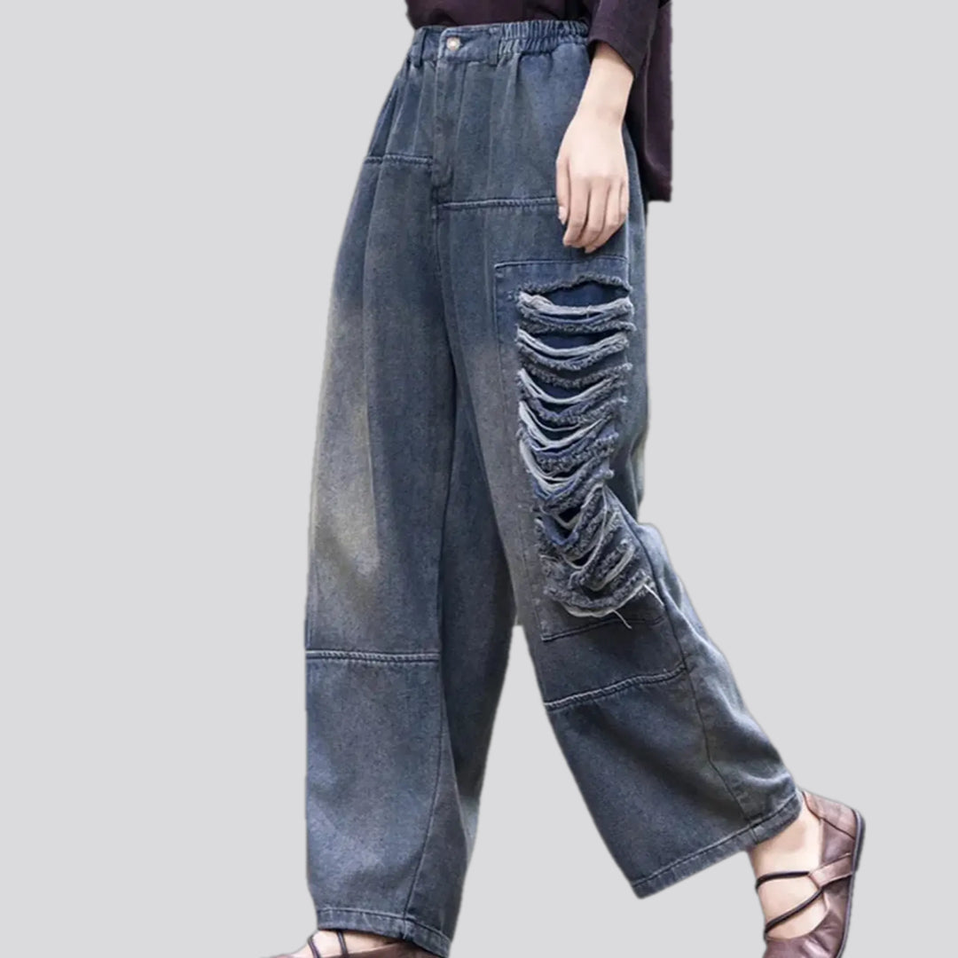 Mid waist stylish denim joggers for ladies