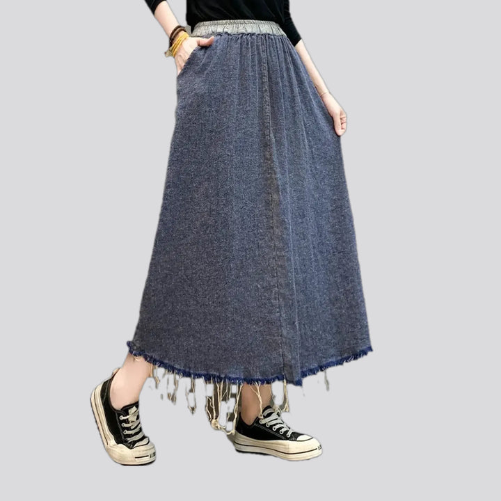 Vintage frayed denim skirt