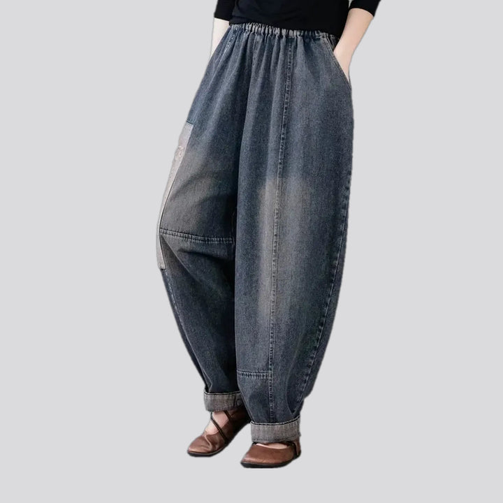 Boho chic women's denim joggers