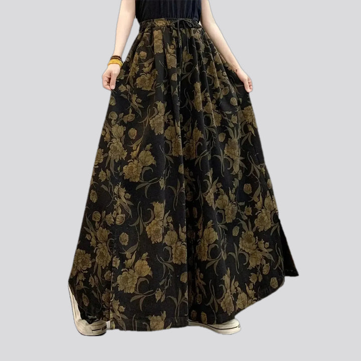 Boho style flared jeans culottes for women