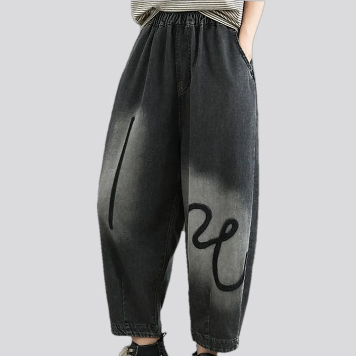 Artistic mid-waist jean joggers for women