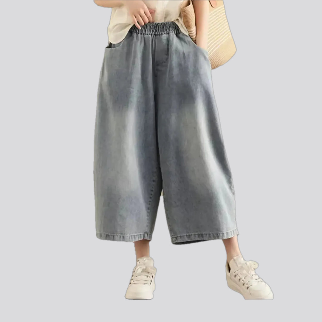 Faded wash women's denim culottes