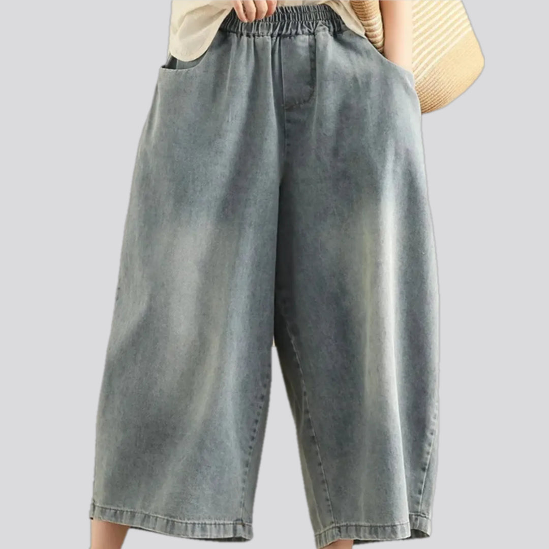 Faded wash women's denim culottes