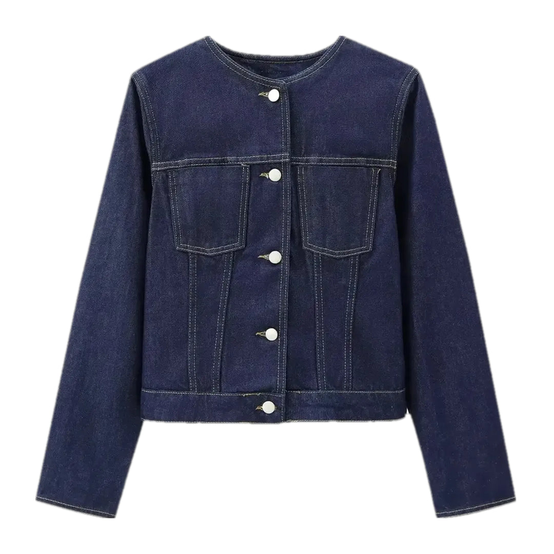 Casual Fit Jean Jacket for Ladies - Dark Blue