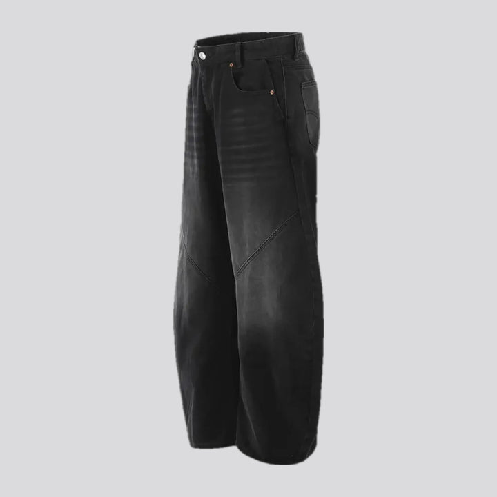 Whiskered seam detail men's denim pants