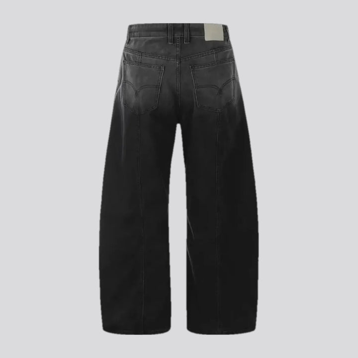 Whiskered seam detail men's denim pants