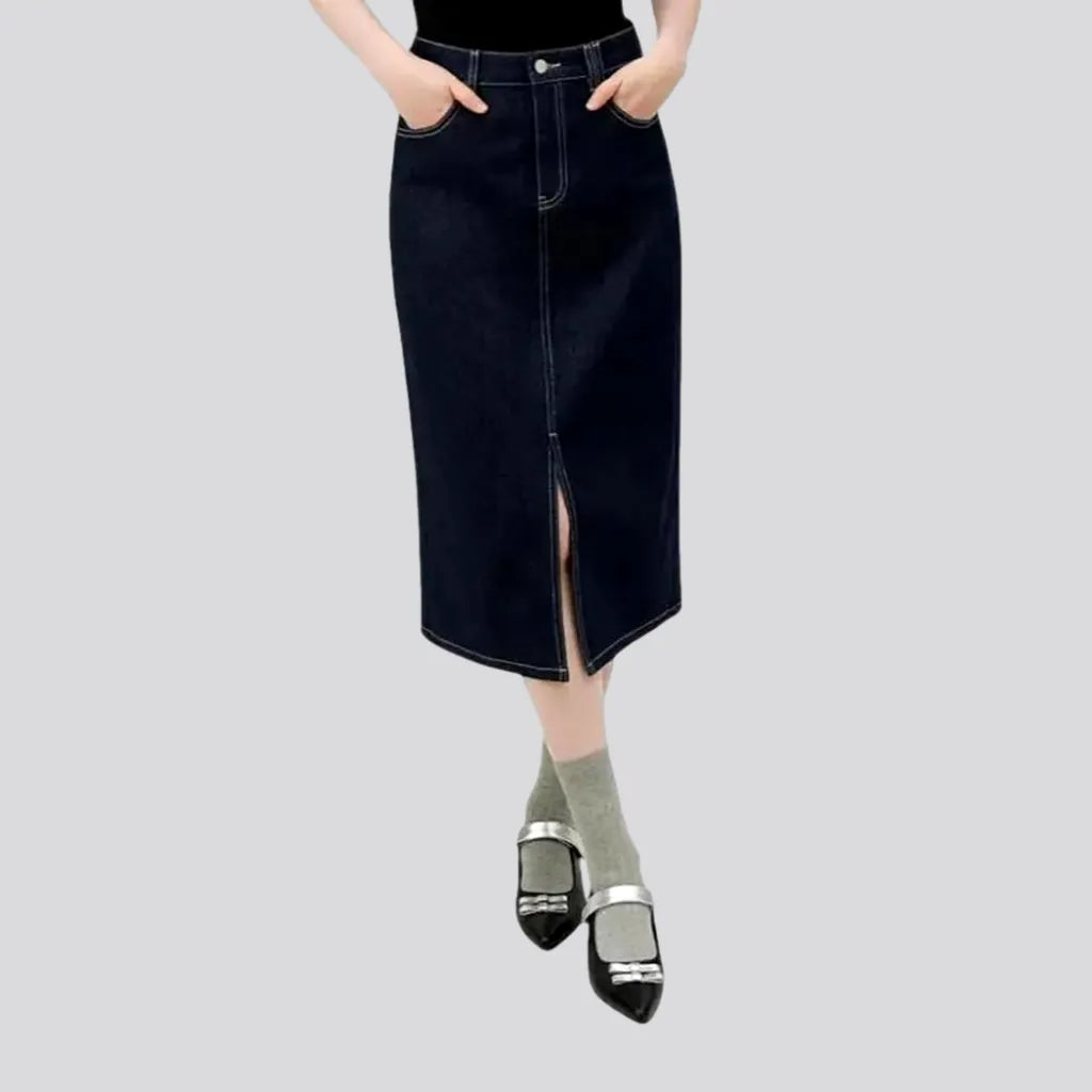 Elegant Pencil Dark Patterned Jeans Skirt | Jeans4you.shop