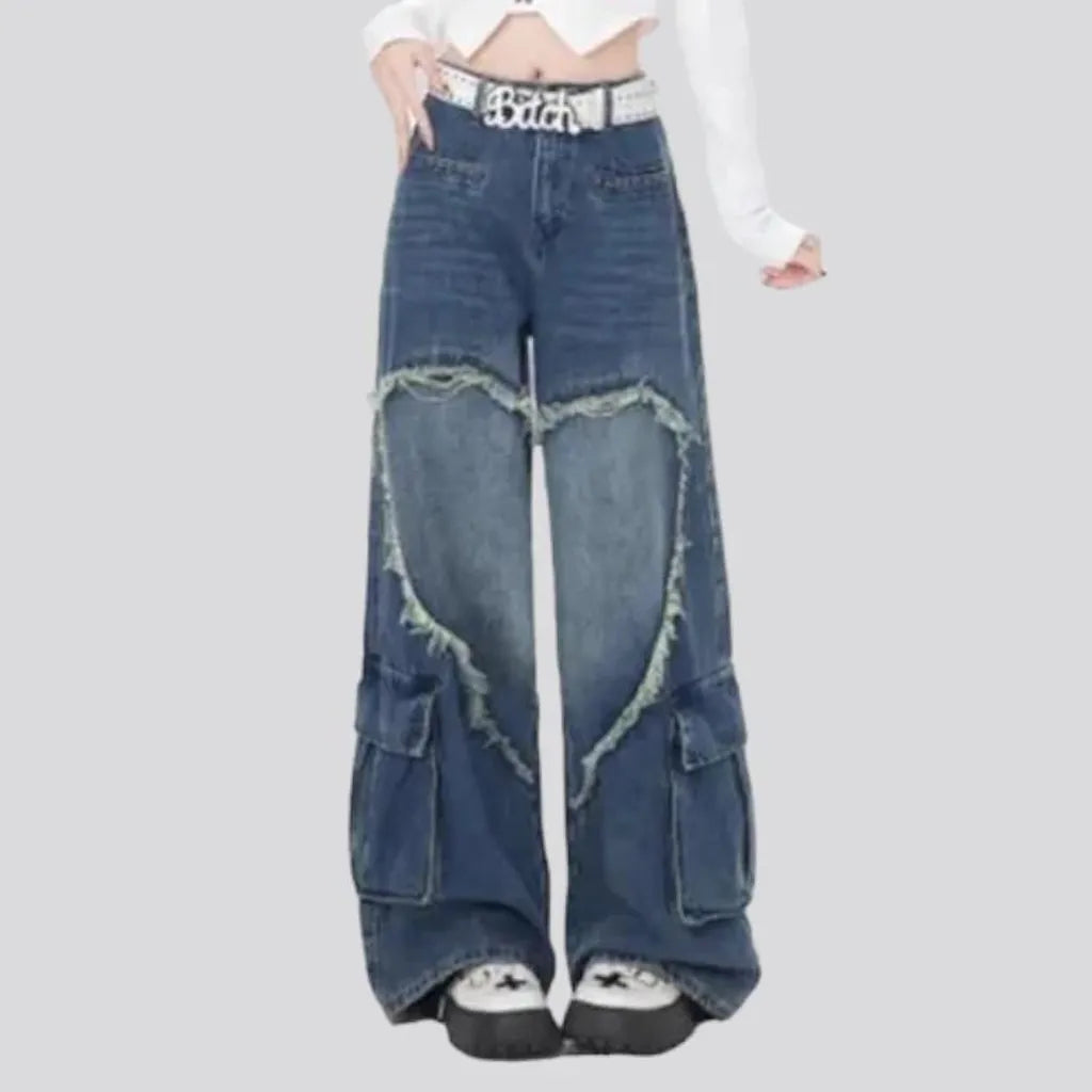 Embroidered baggy jeans for ladies