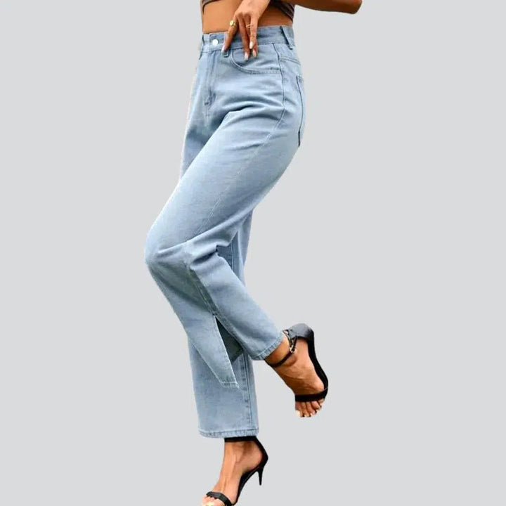 Street slit-hem jeans
 for ladies