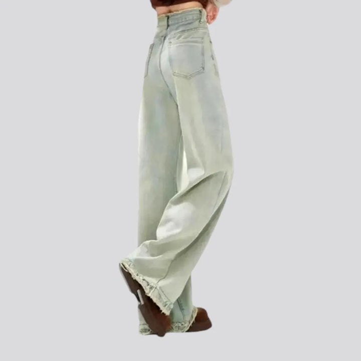 Floor-length bleached jeans
 for ladies