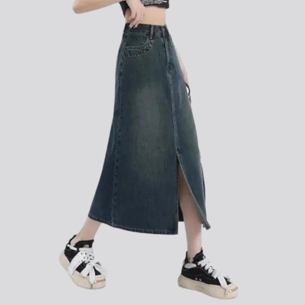 Sanded fashion women's denim skirt