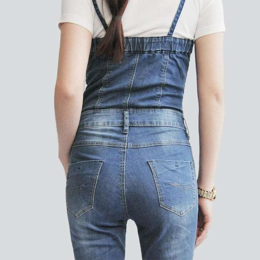 Trendy women's denim jumpsuit