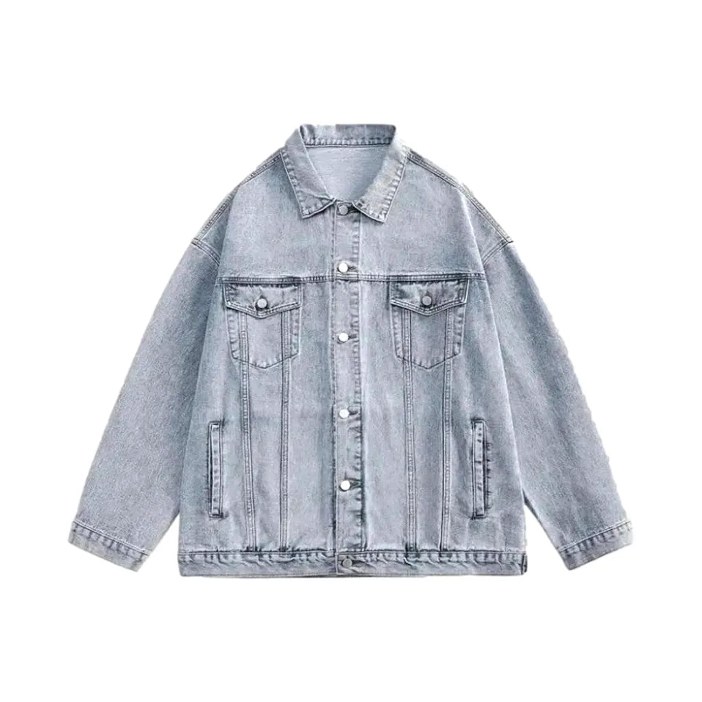 90s Inspired Street Wear Men's Denim Jacket - Light Blue