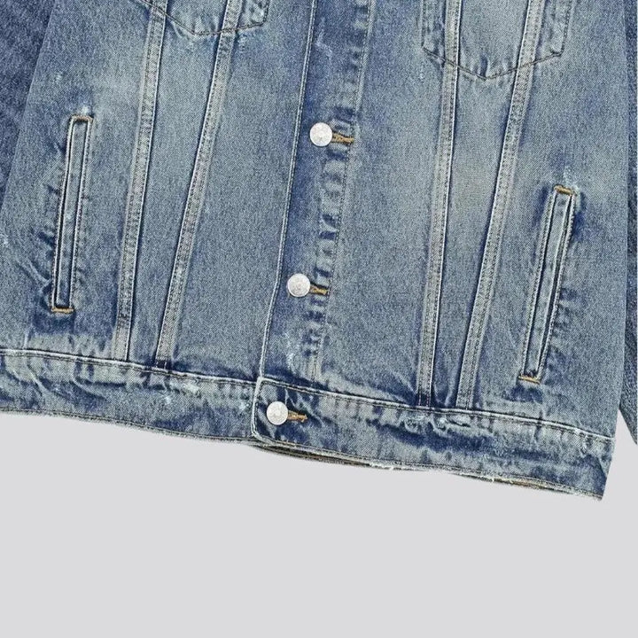 Casual creased fit women's denim jacket