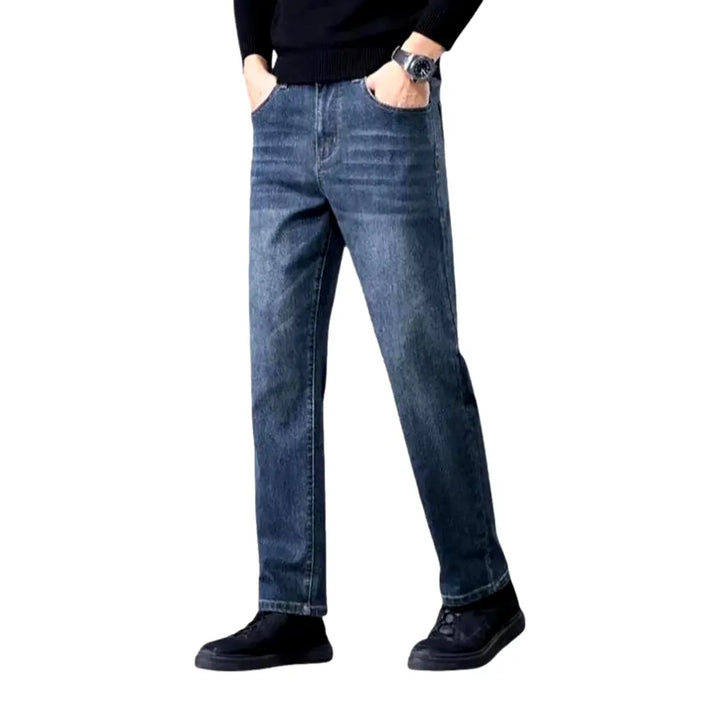 High Rise Stretchable Men's Jeans - Dark Blue