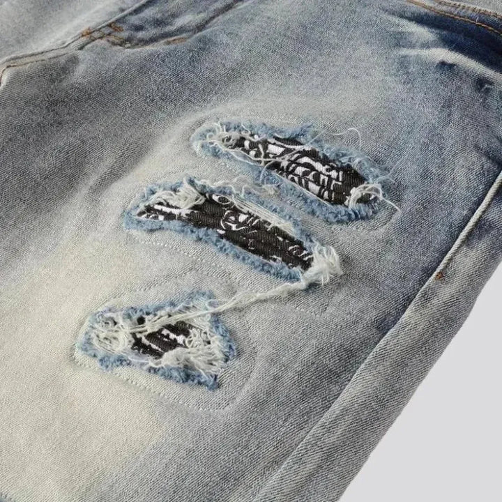 Mid rise men's distressed jeans