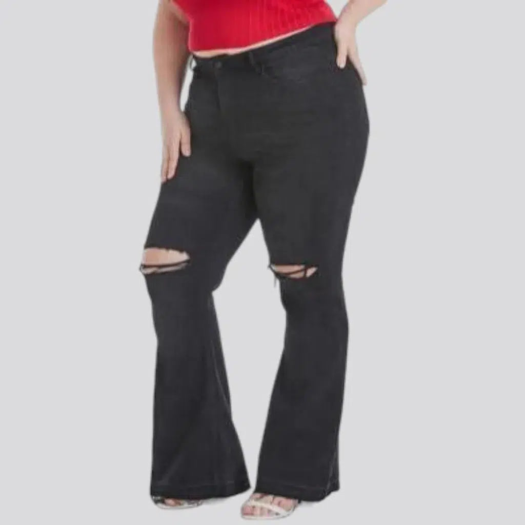 Ripped-knees women's plus-size jeans