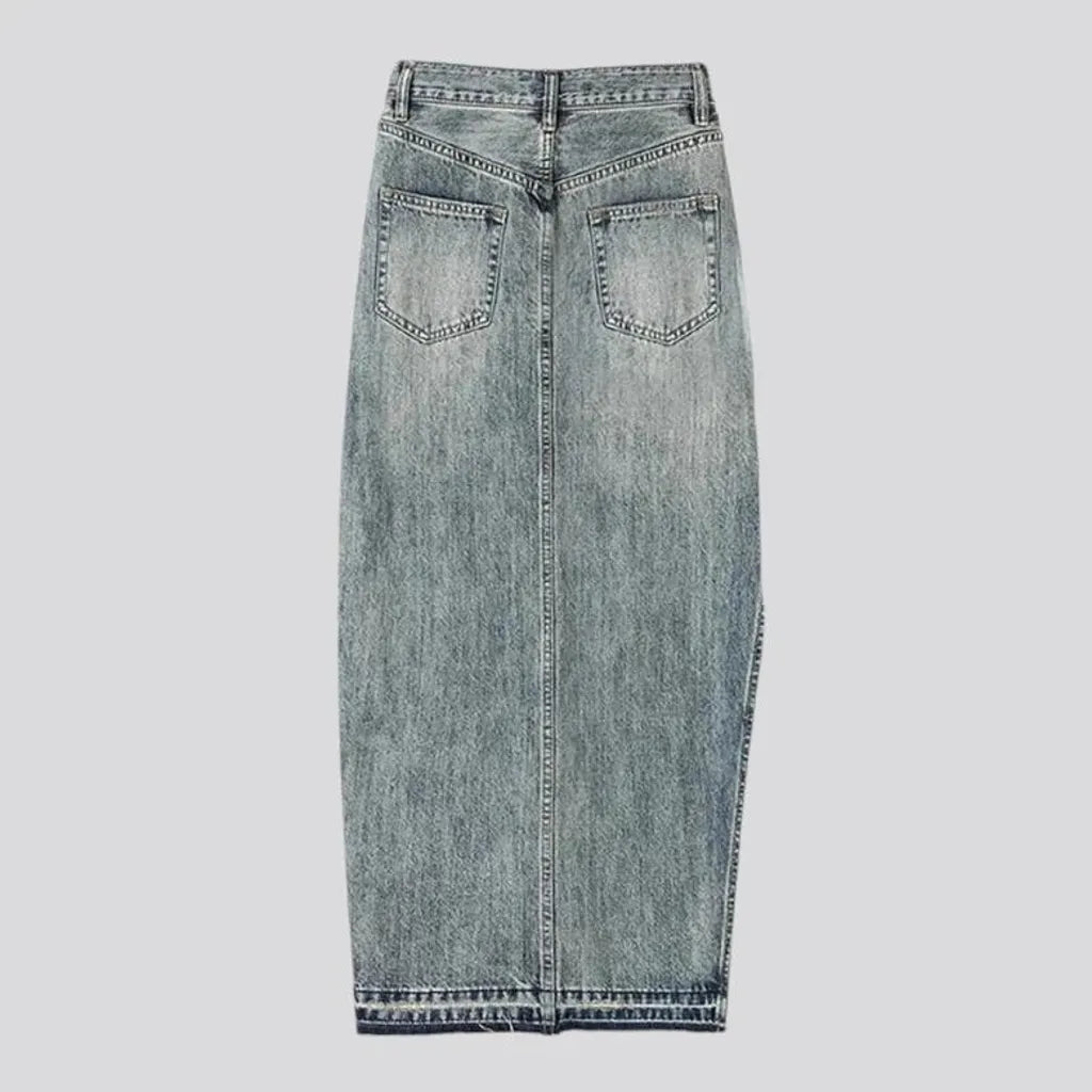 High-waist denim skirt