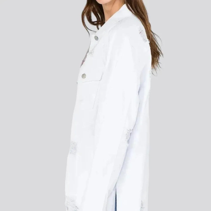 Fashion forward long fit women's denim shirt