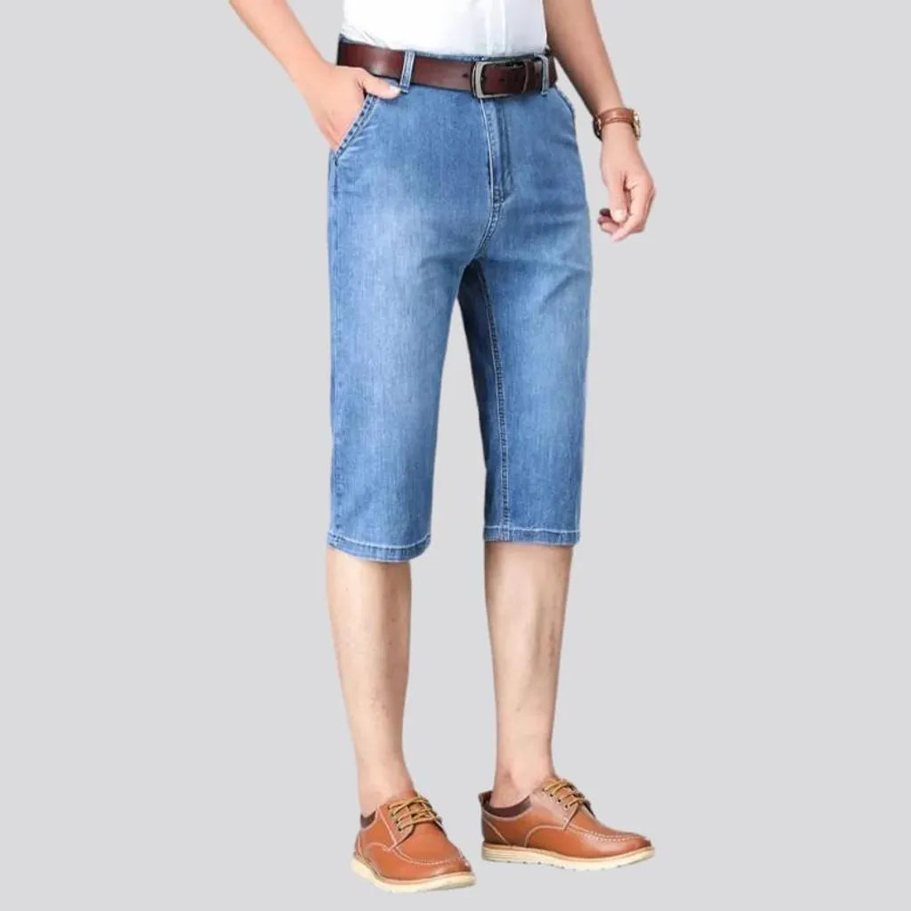 Straight sanded jeans shorts